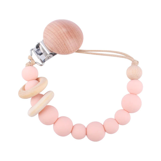 Dummy/Teether Silicone Chain - Baby Pink