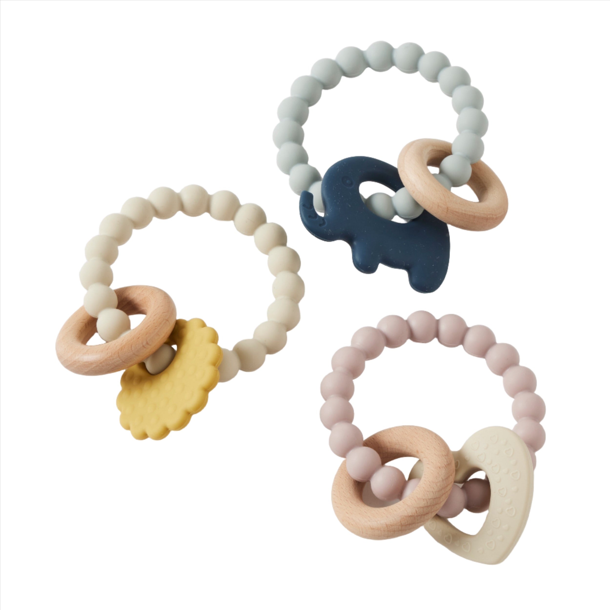 Nordic Kids - MIKA SILICONE & WOOD TEETHERS -  ASSORTED