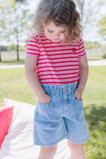 Load image into Gallery viewer, Milky - Pink and Red Stripe Tee
