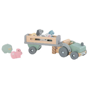 Toyslink - Wooden Tractor with Trailer & Animals