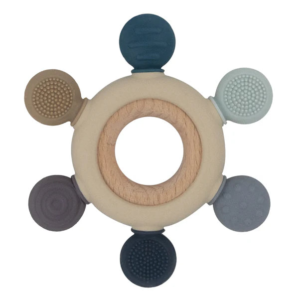 Living Textiles - Multi-Surface teething Wheel - Steel Blue