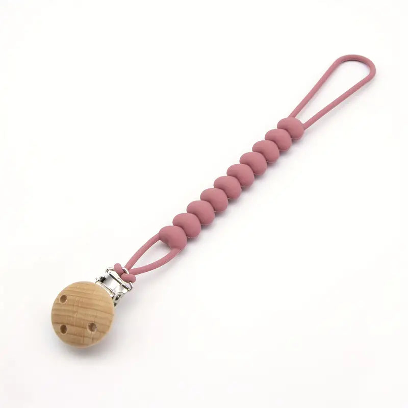 Heart Dummy/Teether Silicone Chain - Mauve