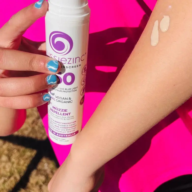 AussieZinc Mineral Sunscreen - Mozzie Repellent 2-in-1 SPF50+ Organic Mineral Zinc Sunscreen