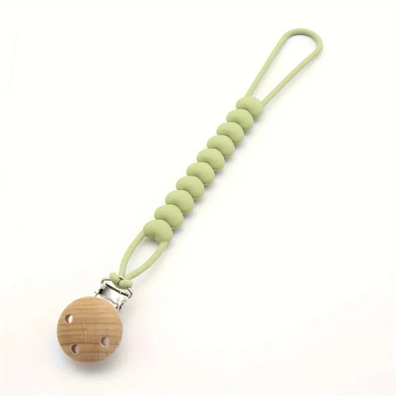 Heart Dummy/Teether Silicone Chain - Sage