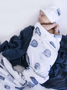 Snuggle Hunny - Organic Jersey Wrap & Beanie Set Cloud Chaser