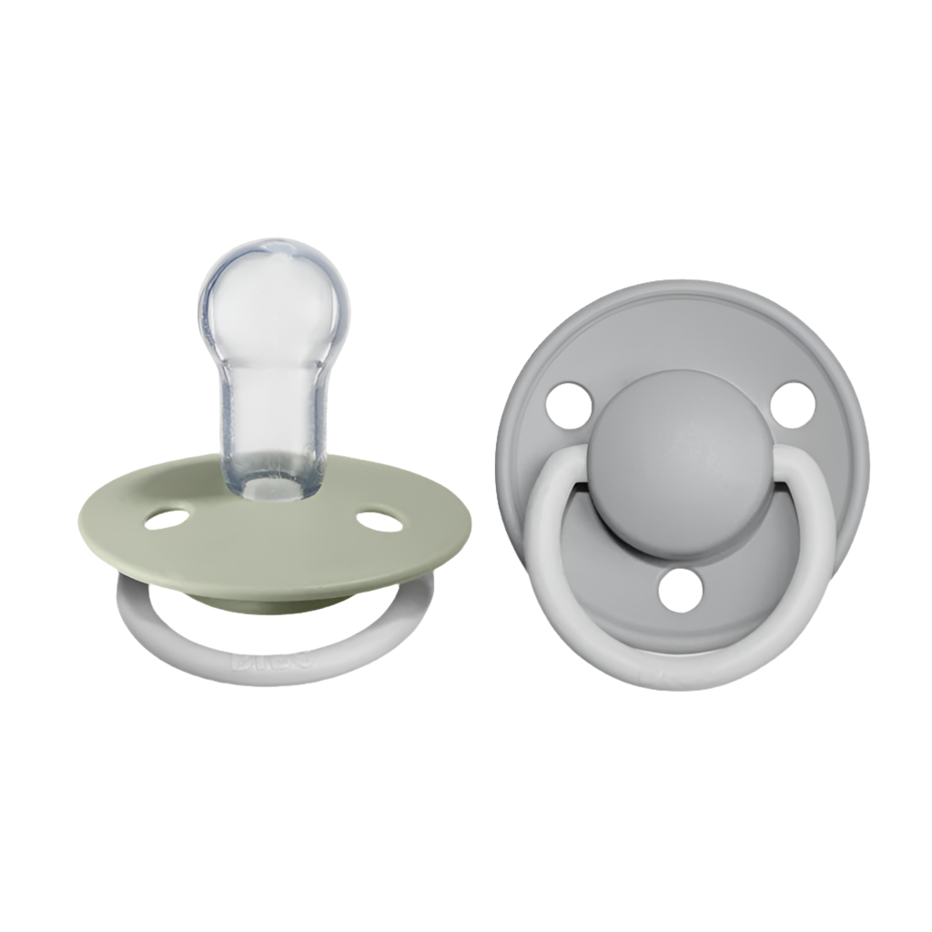 BIBS - DE LUX - Silicone Round (2pk) GLOW - Sage/Cloud