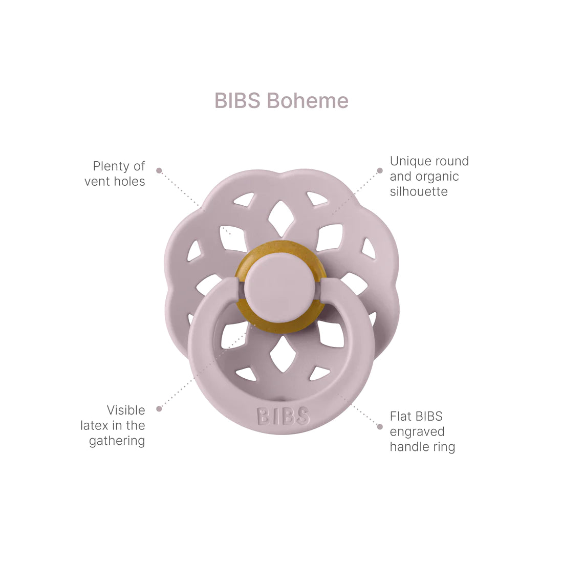BIBS - Boheme Round Latex (2pk) - Blossom/Dusky Lilac