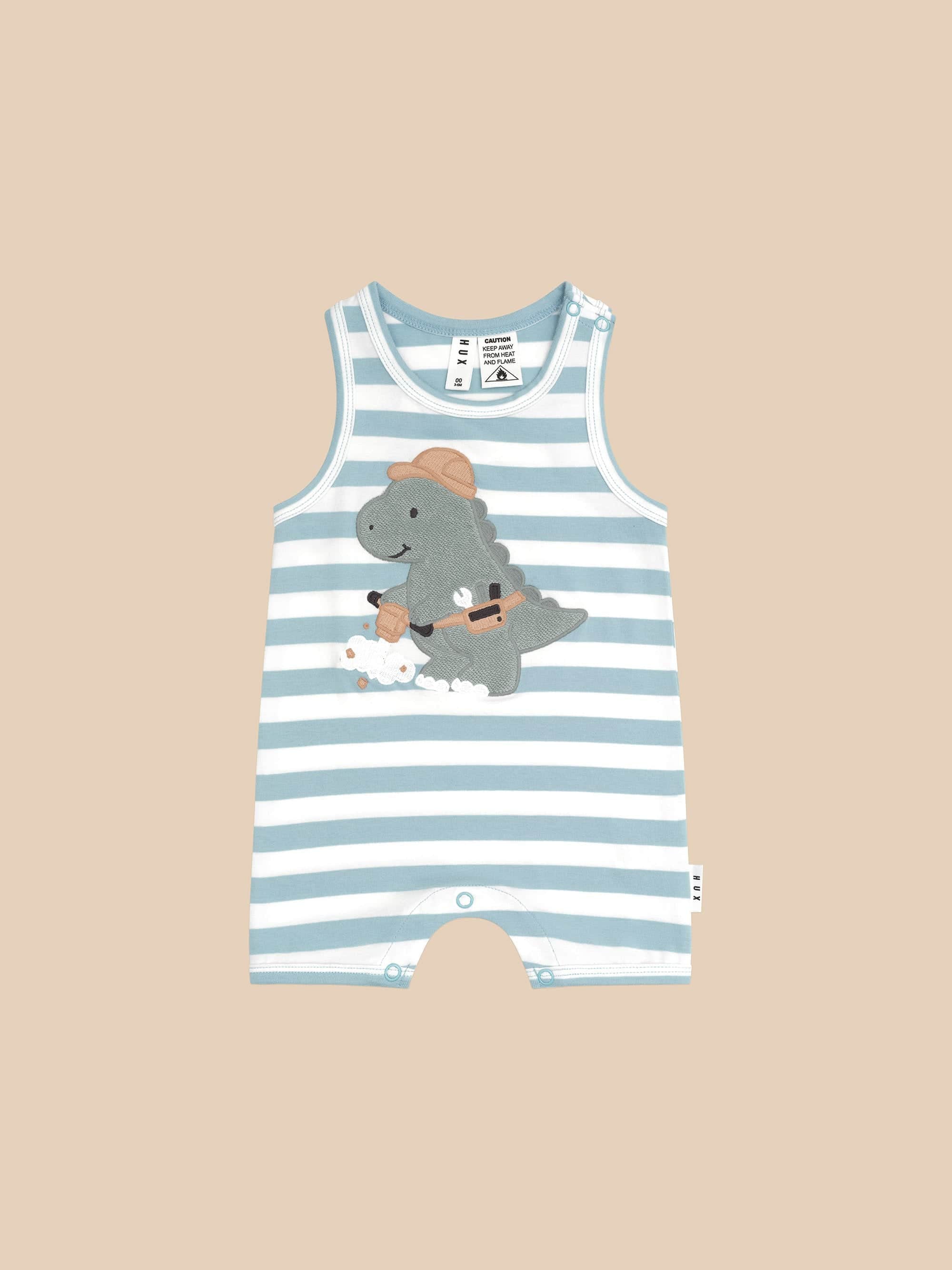 Huxbaby - Construction Dino Stripe Romper