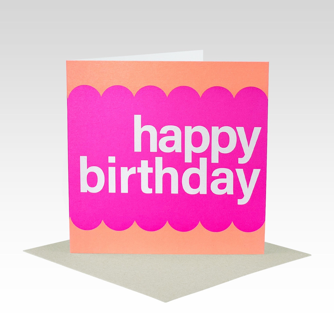 Rhicreative - Gift Card - Fluoro Pink & Peach Scallop Birthday