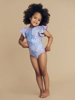 Load image into Gallery viewer, HUXBABY - GARDEN FLORAL ZIP SWIMSUIT - SHORT SLEEVE
