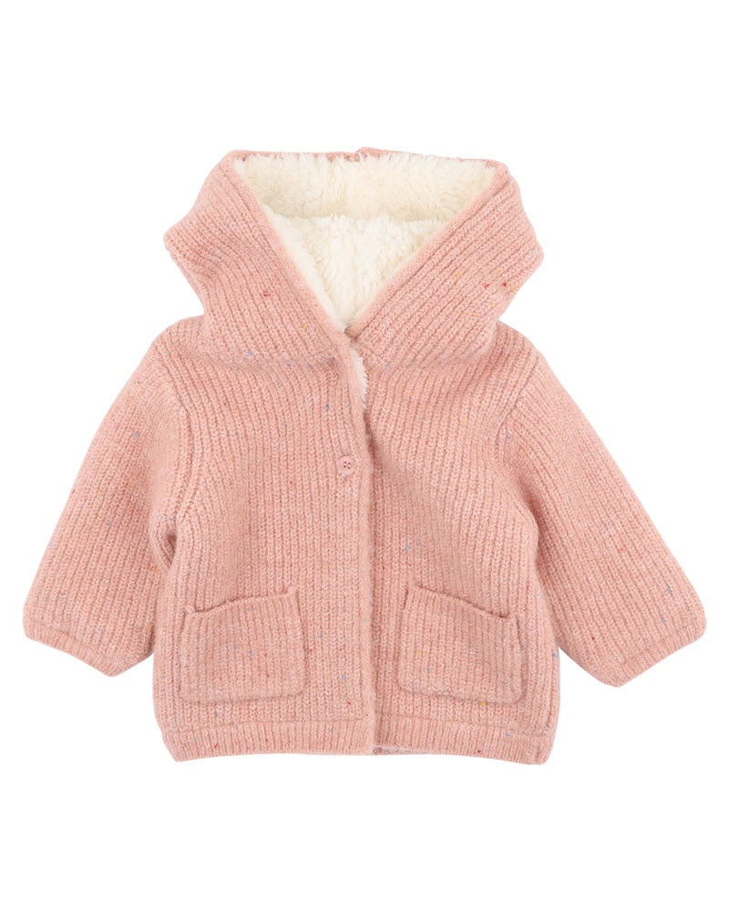 Bebe - Knitted Hooded Cardigan Rose - Rose Marl