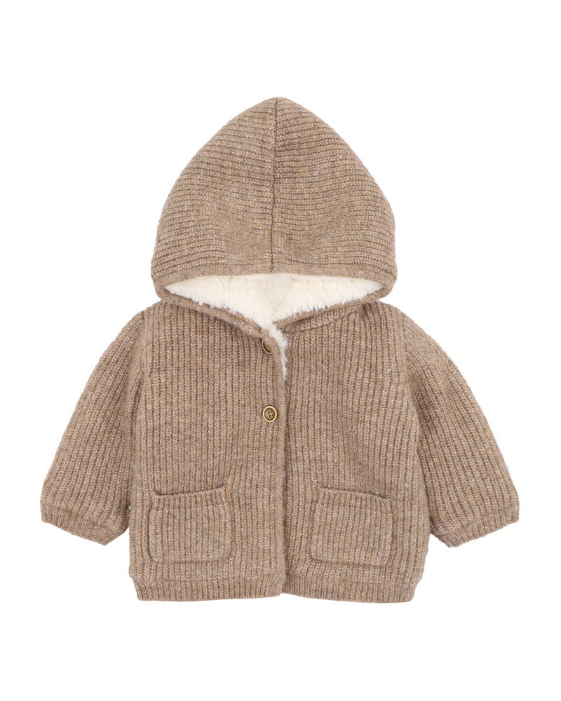 Bebe - Knitted Hooded Jacket Biscuit