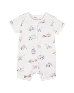 BEBE - FINLEY PRINT SS ZIP ROMPER