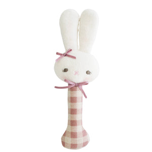 Alimrose - Bunny Stick Rattle Rose Check