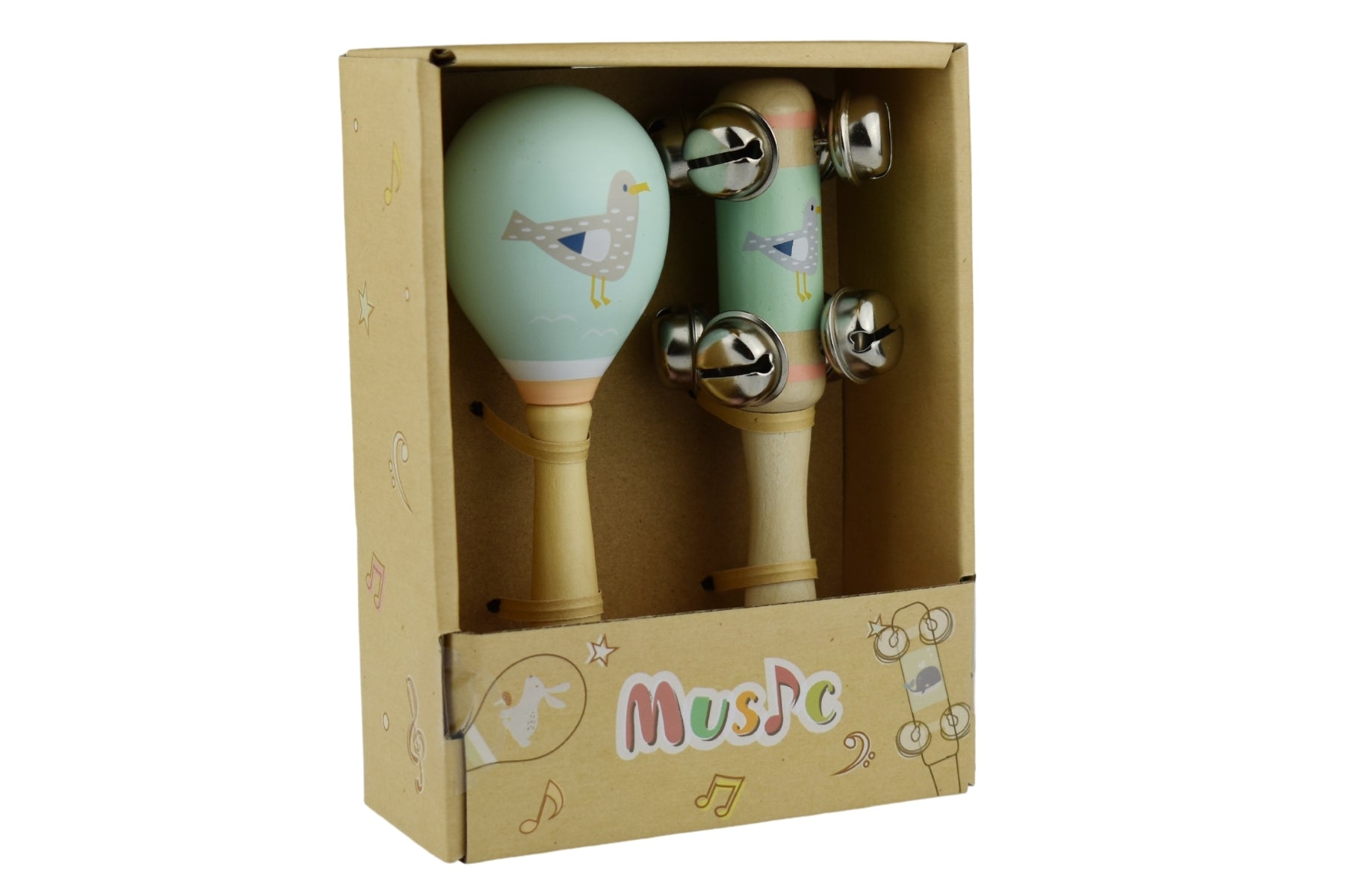 Kaper Kidz - WOODEN MARACA & BELL SET - Assorted Sea