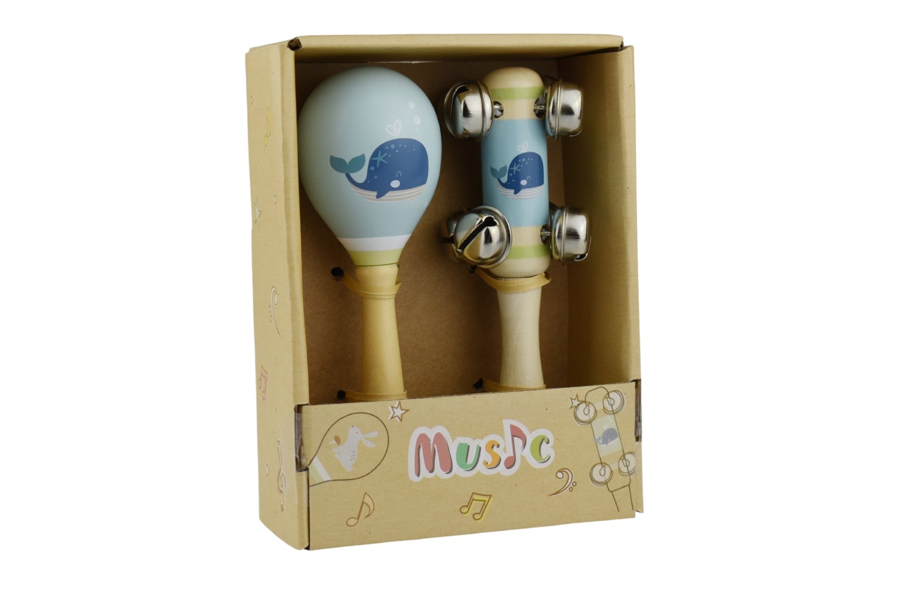 Kaper Kidz - WOODEN MARACA & BELL SET - Assorted Sea