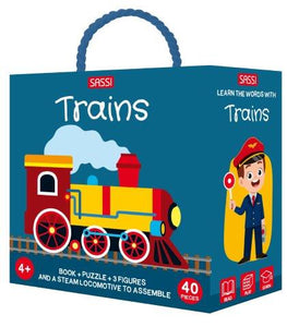 Sassi - Puzzle and Book Set - Trains