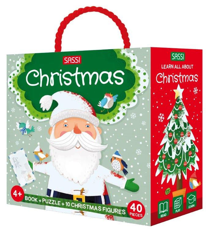 Sassi - 3D Puzzle & Book Set - Learn Christmas, 40 pcs