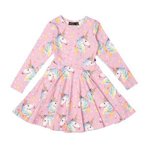 Rock Your Baby - Dotty Unicorn Waisted Dress