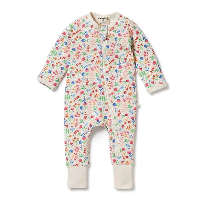 Wilson & Frenchy - Organic Zipsuit With Feet - Tropical Garden