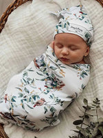 Load image into Gallery viewer, Snuggle Hunny - Snuggle Swaddle &amp; Beanie Set Eucalypt
