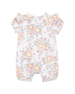 Bebe - Abby Print SS Zip Romper