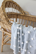 Load image into Gallery viewer, Alimrose - Baby Blanket Pom Pom Powder Blue
