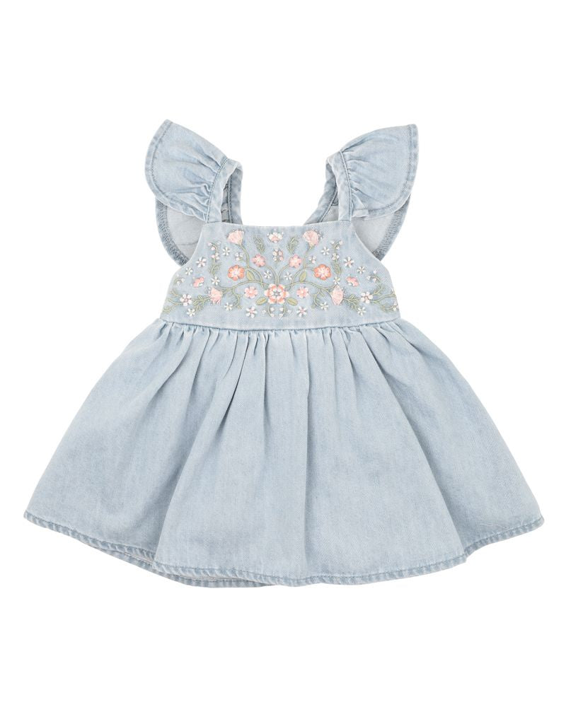 Fox and Finch - Palm Cove Embroided Denim Dress - Light Blue