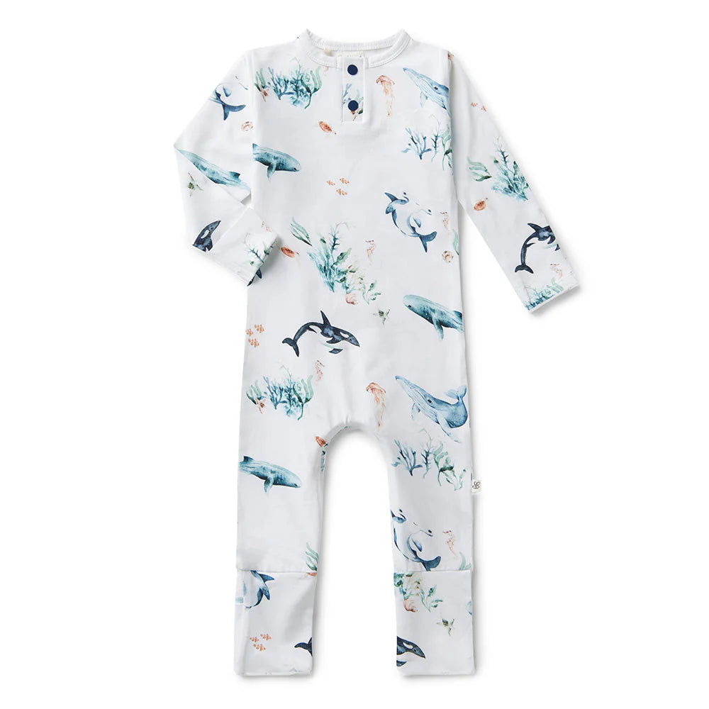 Snuggle Hunny - Ocean Organic Growsuit