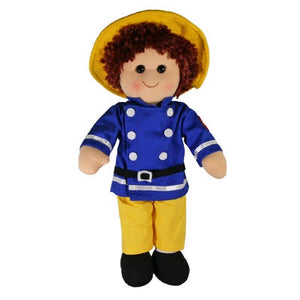 Ted Fire Fighter Boy Doll Maplewood Hopscotch Rag Doll at Sticky Fingers Children’s Boutique