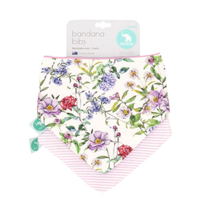 Bandana Bibs 2Pk Reversible hydrangeas. Shop online or in store at Sticky Fingers Children's Boutique, niddrie, melbourne.