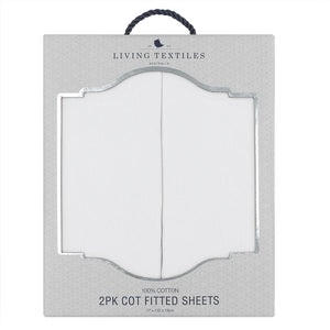 Living Textiles - Cot Fitted Sheet 2pk Jersey - White