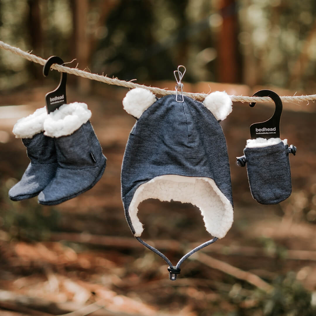 Bedhead - Fleecy Infant Mitten Denim Children's Kids Mitts Gloves