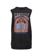 Load image into Gallery viewer, Sunnyville - Palm Muscle tank -  Washed Black
