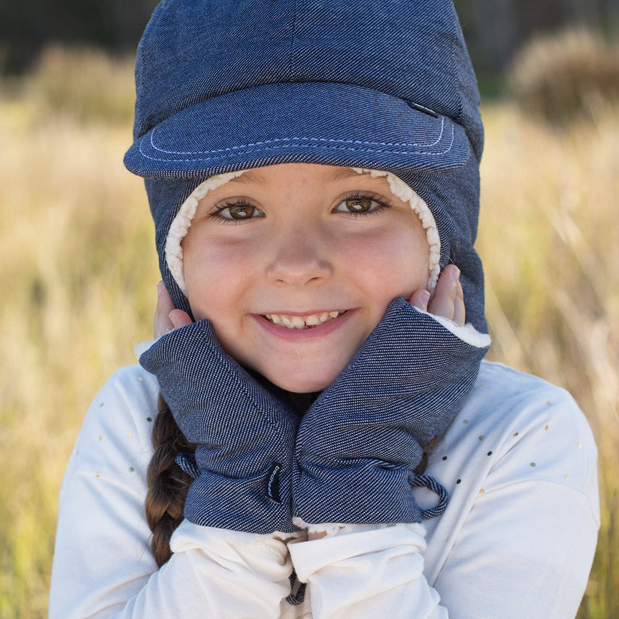 Bedhead - Fleecy Legionnaire with Strap Denim Winter Beanie