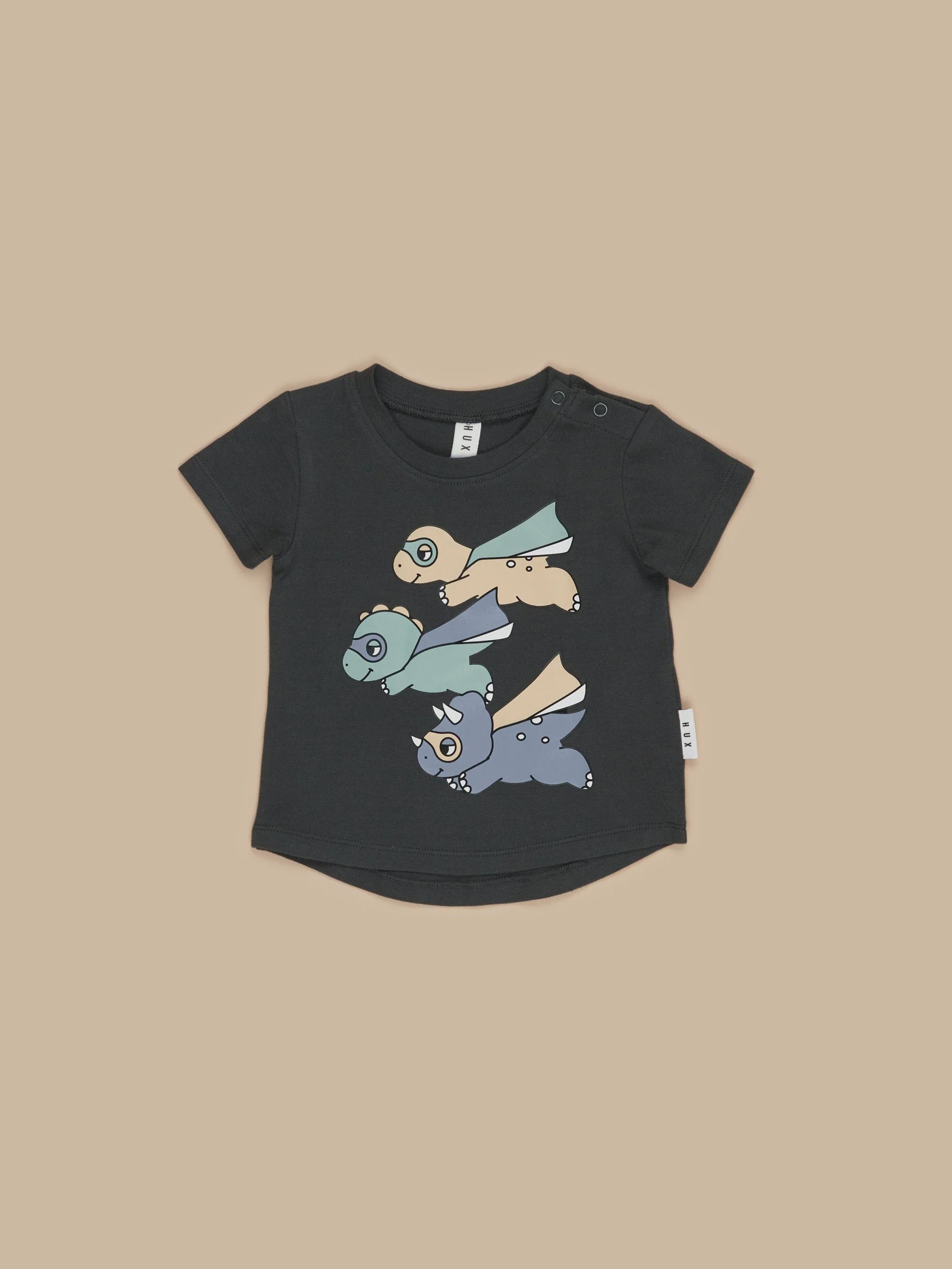 HUXBABY - DINO TO THE RESCUE TEE - SOFT BLACK