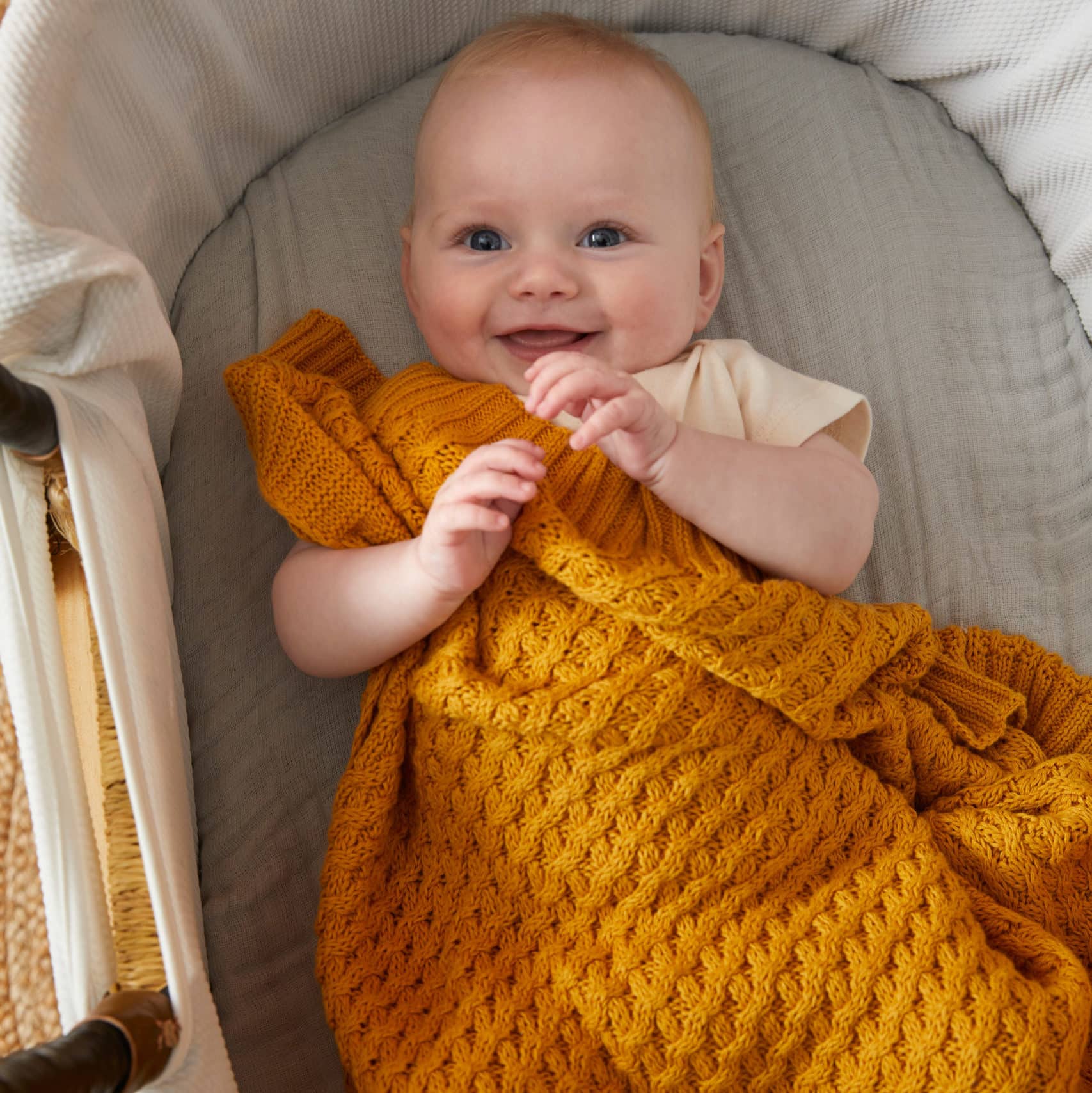 Pilbeam Basket weave knitted blanket Newborn baby gift Melbourne at Sticky Fingers Children's Boutique
