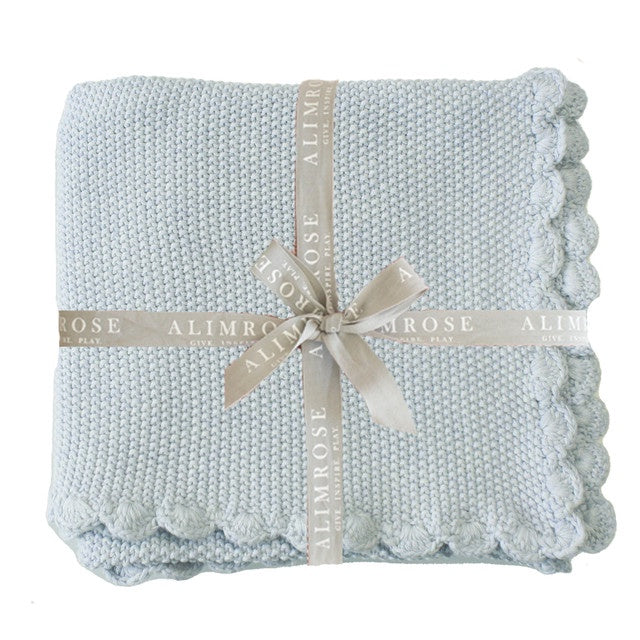 Alimrose - Baby Blanket Scallop Edge Powder Blue