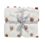 Load image into Gallery viewer, Alimrose - Baby Blanket Pom Pom Ivory &amp; Blossom

