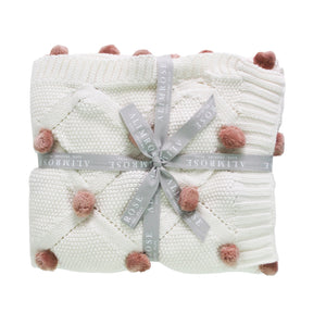 Alimrose - Baby Blanket Pom Pom Ivory & Blossom