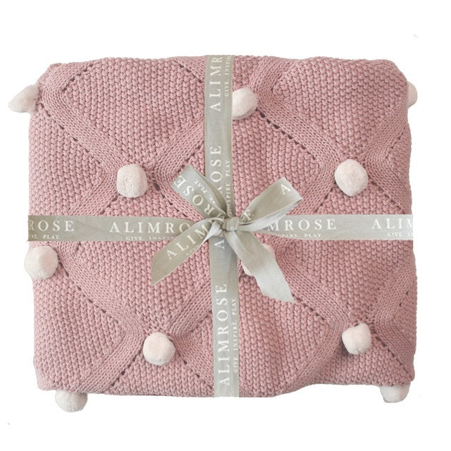 Alimrose - Baby Blanket Pom Pom Petal/Ivory