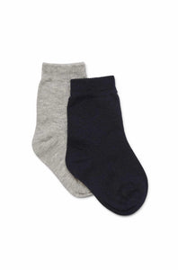 Marquise - Cotton Knit Socks 2 Pack Navy/Grey