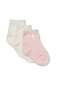 Marquise - Socks Diamond Knit with Bow 3Pk