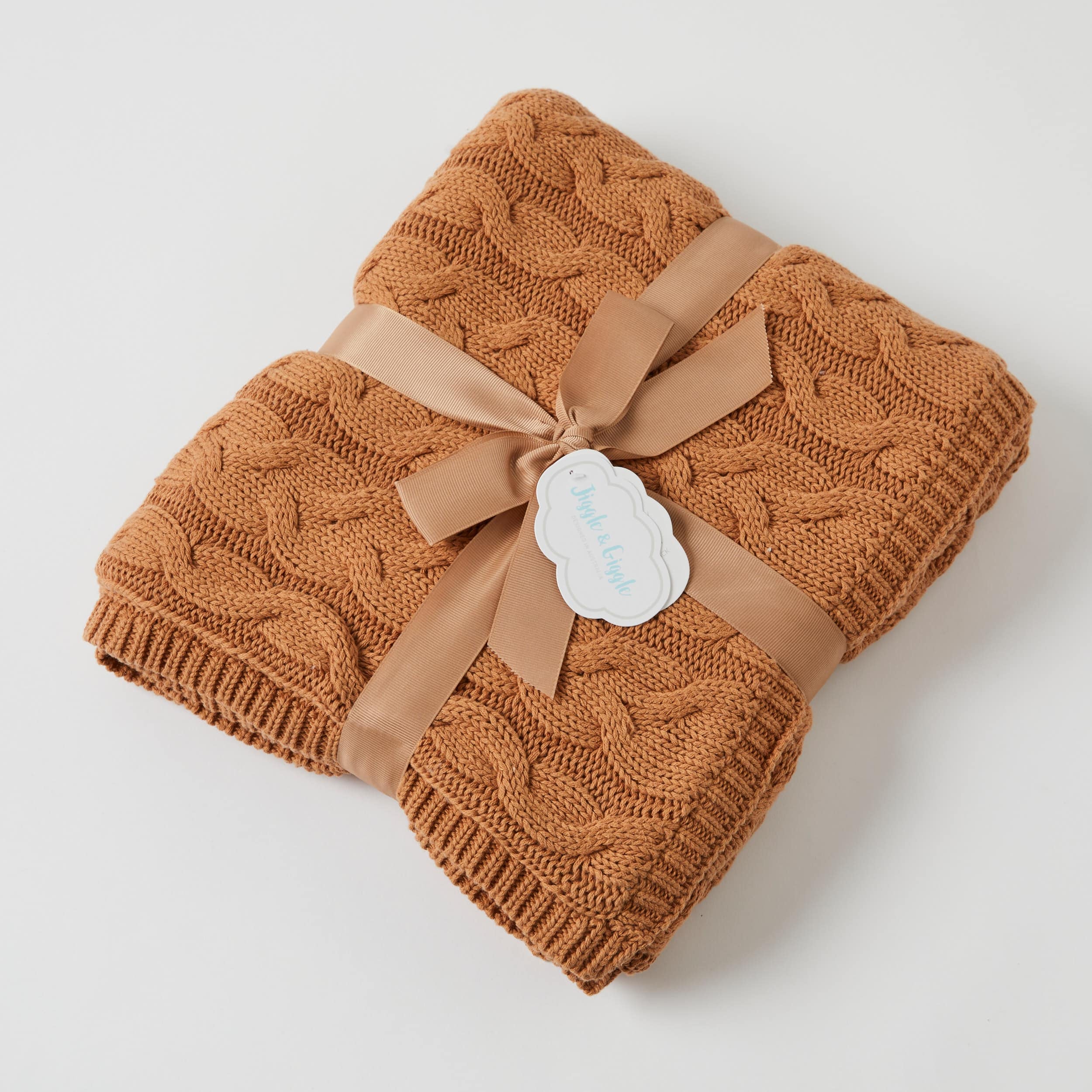 Jiggle & Giggle - Aurora Cable Knit Baby Blanket Biscuit