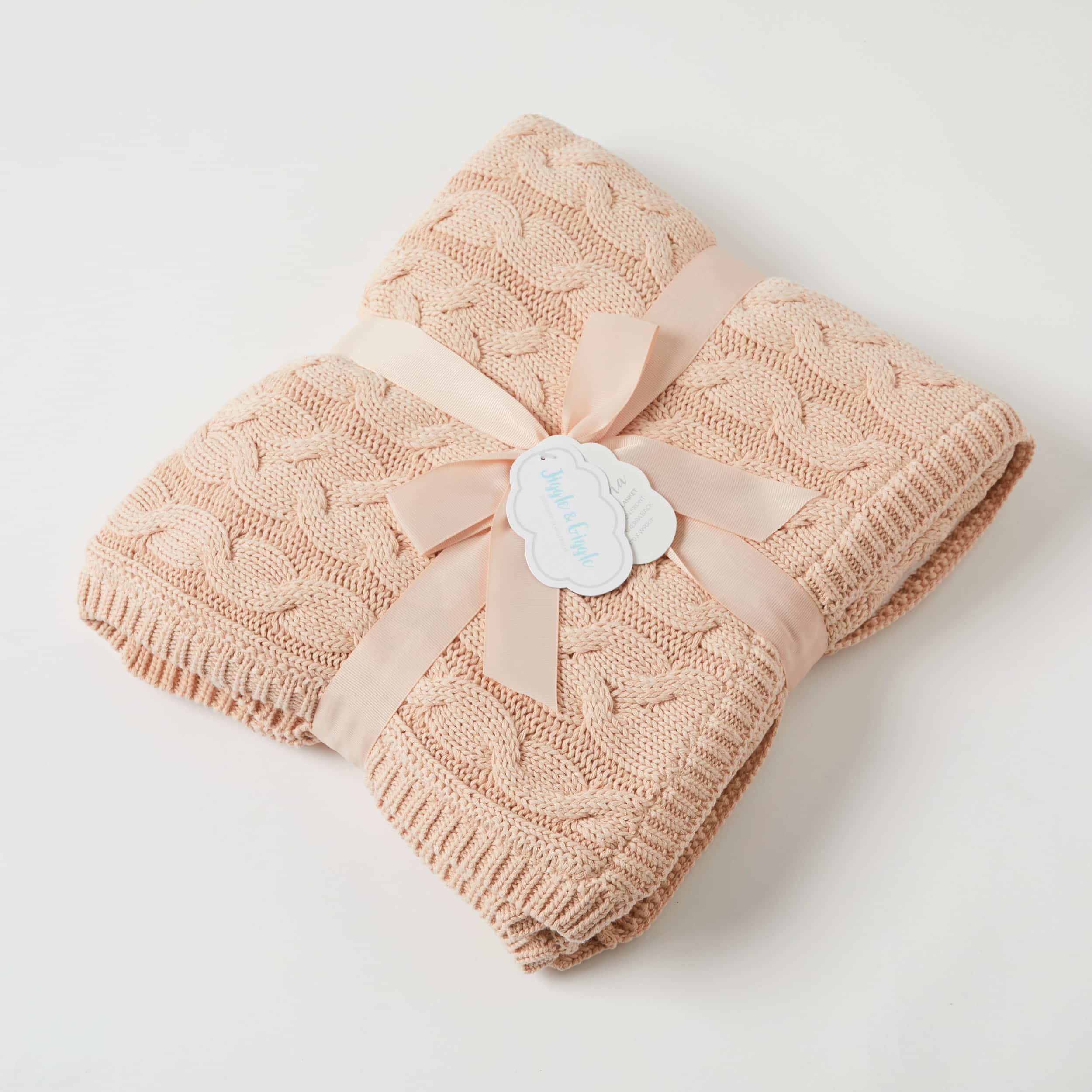 Jiggle & Giggle - Aurora Cable Knit Baby Blanket - Pink