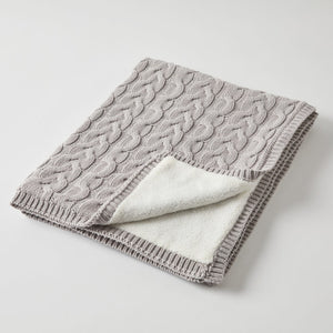Jiggle & Giggle - Aurora Cable Knit Baby Blanket Silver