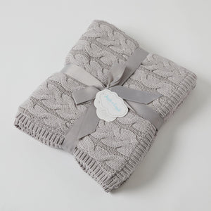 Jiggle & Giggle - Aurora Cable Knit Baby Blanket Silver