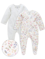 Load image into Gallery viewer, Purebaby Zip Growsuit Garden Floral, Sticky Fingers Children&#39;s Boutique
