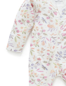 Purebaby Zip Growsuit Garden Floral, Sticky Fingers Children's Boutique