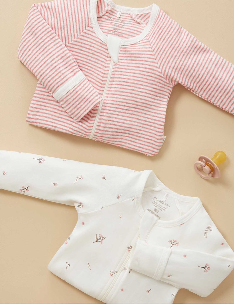 Purebaby Zip Growsuit Vanilla Blossom, Sticky Fingers Children's Boutique